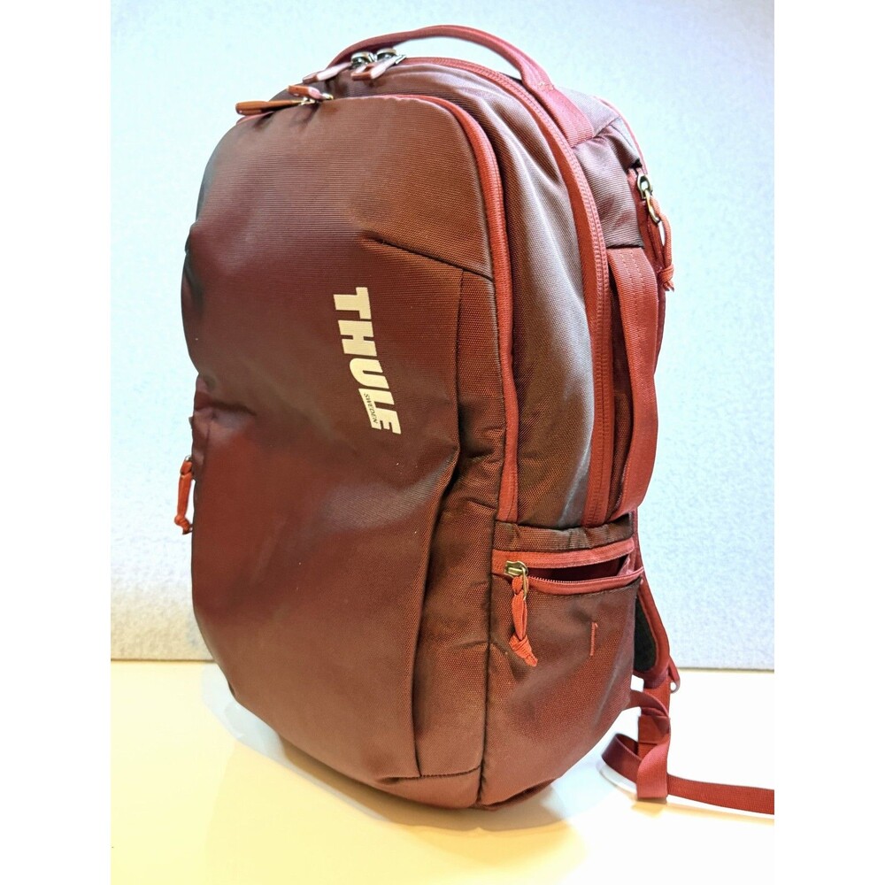 Thule Sweden Computer Backpack Burgundy Orange Interior Laptop Sleeve Travel Bag